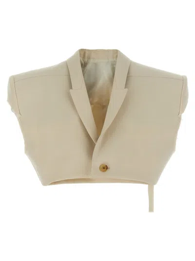 RICK OWENS CROPPED WOOL BLEND COTTON VEST