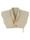 Rick Owens Cropped Wool Blend Cotton Vest In Neutral