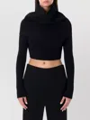 Rick Owens Cropped Wool Sweater Draped Collar In Black