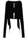 Rick Owens Cropped Wrap-design Cardigan In Black