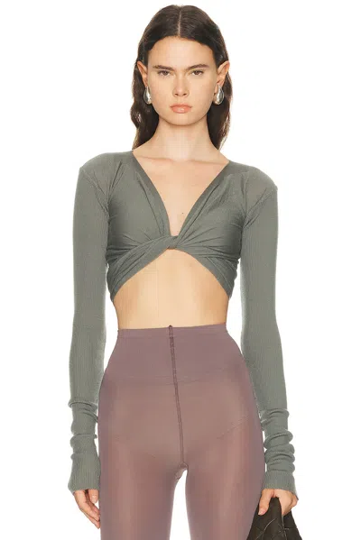 Rick Owens Cropped Wrap Top In Green