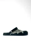 Rick Owens Megalace Mule Granola Black Leather Sandals In Black