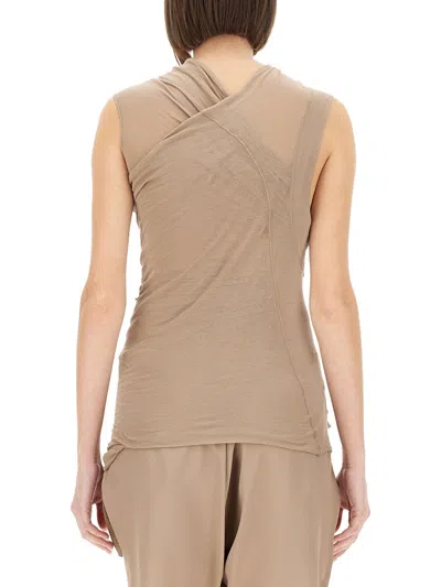 Rick Owens Crossover Cotton Blouse In Beige