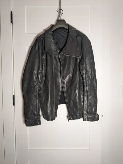Pre-owned Rick Owens Crust Bauhaus Leather Jacket In Black