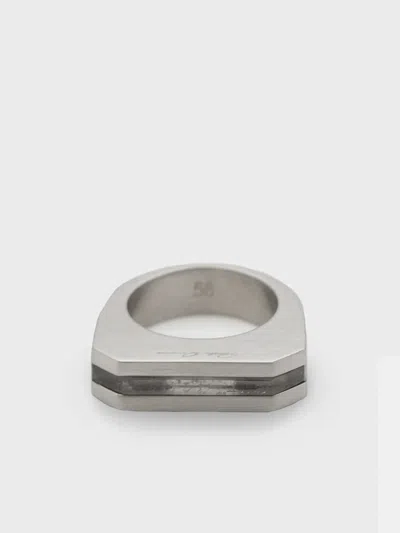 Rick Owens Crystal Hollywood Ring Palladium In Metallic