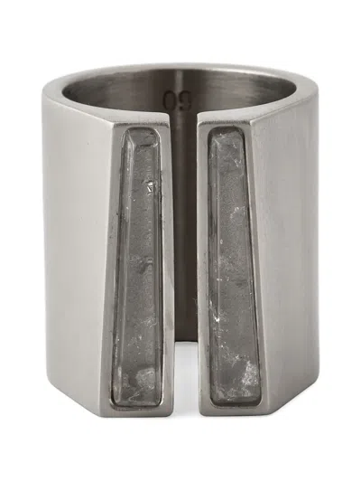 Rick Owens Crystal Open-band Ring In Metallic