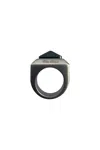 Rick Owens Crystal Pyramid Ring In Grey