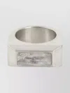 Rick Owens Crystal Pyramid Ring Engraved Detail In Metallic