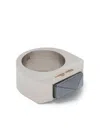 Rick Owens Crystal Pyramid Ring In Silver