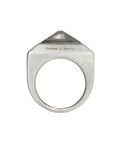 Rick Owens Crystal Pyramid Ring In White