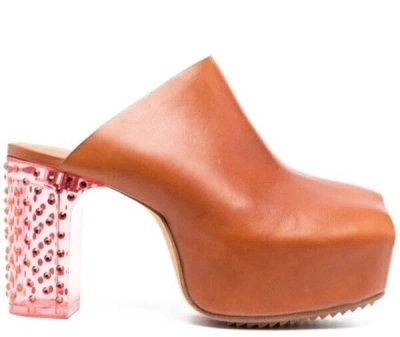 Pre-owned Rick Owens Crystal-studded-heel Mules (41 Eu, 8 Us Men, 11 Us Women) Reg $1,795 In Brown