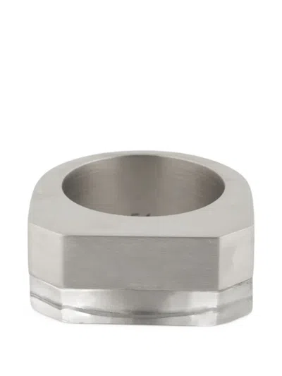 Rick Owens Crystal-embellished Brass Ring In White