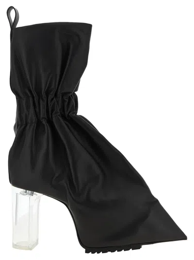 Rick Owens Cuffed Plexiglass-heel Calfskin Ankle Boot In Black