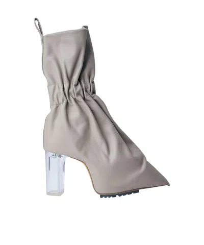 Rick Owens Gathered Transparent Block-heel Boots In Neutral