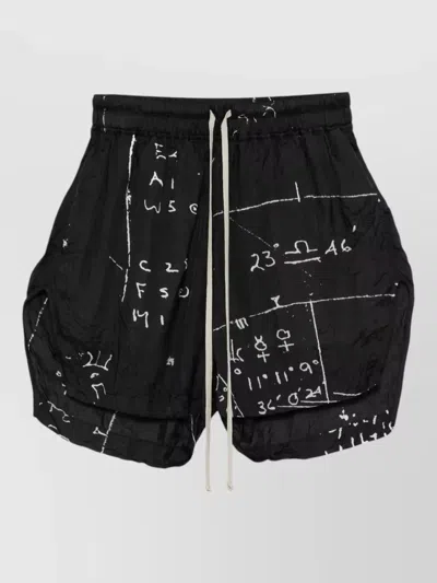 Rick Owens Cupro Boxer Shorts Dropped Crotch Side Slits In Black