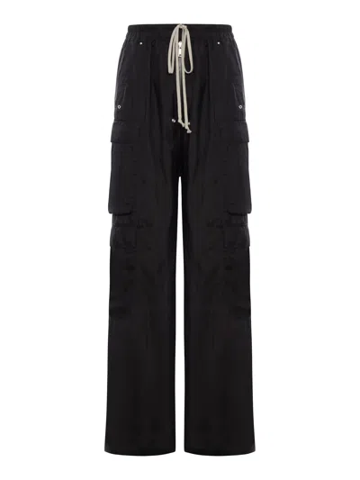 Rick Owens Cupro Cargo Pants In Black
