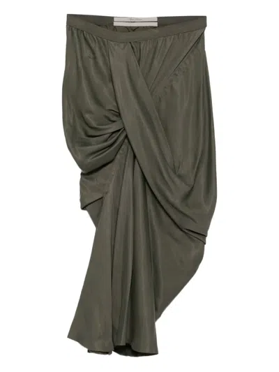 Rick Owens Cupro Skirt In Green