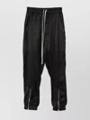Rick Owens Cupro Twill Track Pants With Dropped Crotch In Black