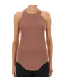 Rick Owens Sleeveless Racerback Top Curved Hem In Brown