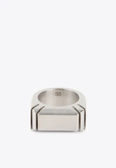 Rick Owens Men's Cut Beveled Ring In Silver
