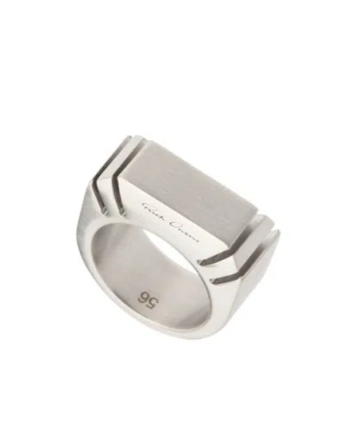 Rick Owens Cut Beveled Ring In Silver
