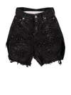 Rick Owens Womens Cut-off Distressed Waxed Cotton Shorts Black