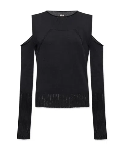 Rick Owens Cut-out Cotton Jumper In Black
