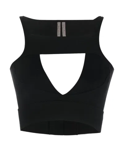 RICK OWENS RICK OWENS CUT-OUT DETAILED CROPPED KNITTED TOP