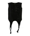Rick Owens Wool Distressed Tank Top In Black