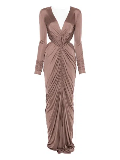 Rick Owens Cut-out Draped Dress In Brown