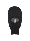 Rick Owens Cut-out Front Cashmere Balaclava With Raw Edges In Black
