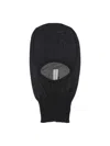 Rick Owens Cut-out Front Cashmere Balaclava With Raw Edges In Black