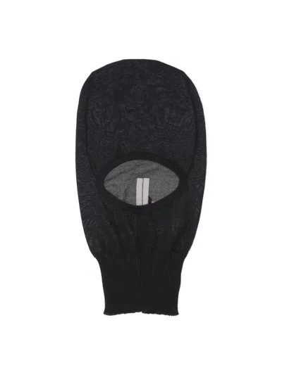 RICK OWENS CUT-OUT FRONT CASHMERE BALACLAVA WITH RAW EDGES