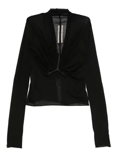 Rick Owens Cut-out Long-sleeve Top In Black