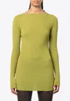 Rick Owens Cut-out Ribbed Jumper In Green