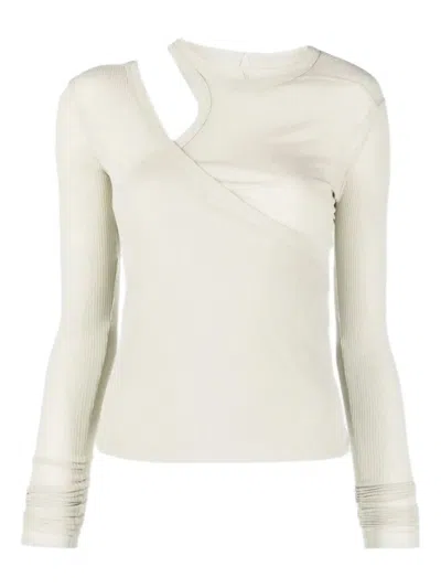 Rick Owens Cut-out Ribbed Top In White