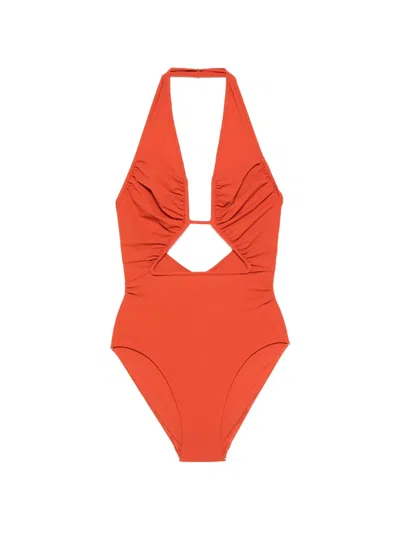 Rick Owens Cut-out Swimsuit In Orange