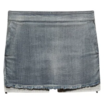 Pre-owned Rick Owens Cutoff Mini Skirt 'dirty Hustler' | Blue | Women's Size 42