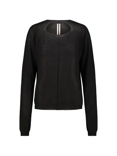 Rick Owens Cut-out Fine-knit Sweater In Black