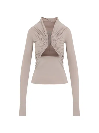 Rick Owens Womens Prong Cut-out Stretch-jersey Top Rose