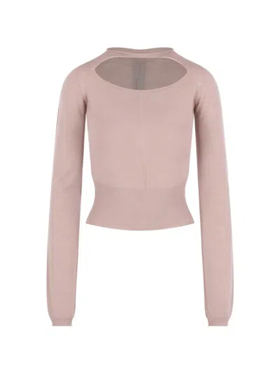 Rick Owens Cut-out Ribbed-hem Sweater In Pink