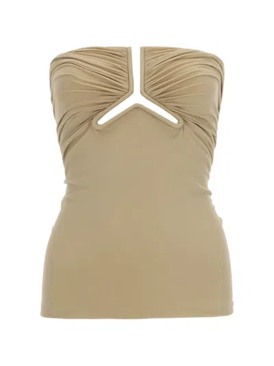 RICK OWENS CUT-OUT RUCHED TOP