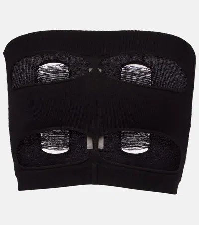 Rick Owens Cutout Strapless Wool Top In Black