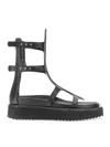 Rick Owens Woman Sandals Black Size 10 Soft Leather In Black