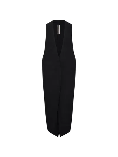 Rick Owens Cyclops V-neck Sleeveless Cardi-coat In Blue