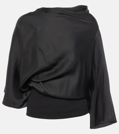Rick Owens Cylinder Draped Jersey Top In Black