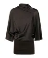 Rick Owens Charmeuse Viscose Cylinder Neck Top Jackets Black In Black