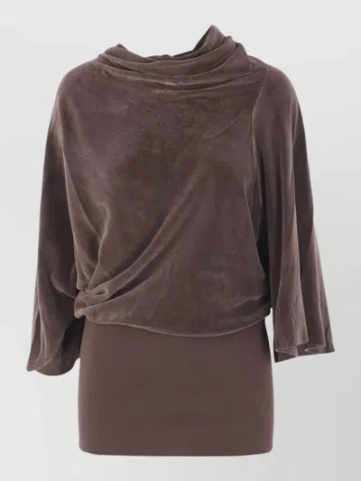 Rick Owens Cylinder Top Asymmetric Hem Draped Design In Burgundy