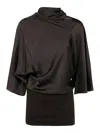 Rick Owens Charmeuse Viscose Cylinder Neck Top Jackets Black In Black