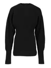 Rick Owens Dafne Fitted Waist Long Sleeve Wool Knit Knitwear Black In Black